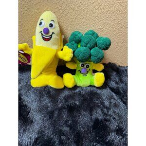 Vintage Fruit Seedies Plush Toy Set: Slam Banana & Broccoli By Toybox Creations